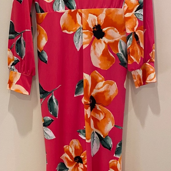 Venus tropical pink dress with cold shoulders - Picture 4 of 7